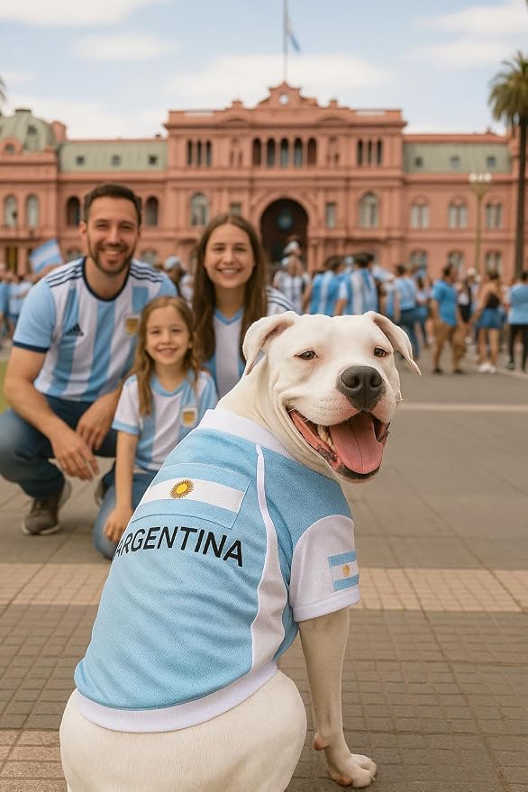 Parisian Pet Team Argentina Dog Jersey - Breathable Mesh Puppy Football Jersey - Lightweight Stretch Sporty Dog Clothes - Summer Shirts for Small Dogs - Soccer Jersey for Dogs - Sportswear Pet Clothes
