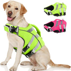 Kuoser Reflective Dog Life Jacket, Dog Life Vest for Swimming Boating | Adjustable Pet Lifejackets, High Flotation Doggie Swimsuit with Rescue Handle for Small Medium Large Dogs