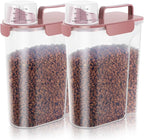 LEAWALK 5Lbs Airtight Pet Storage Container For Cat Dog Bird Food and Keep Fresh, Translucent Body, Upgraded Large Nozzle for Easy Pouring With Handle Design Easy to Carry When Going Rose pink 2pack