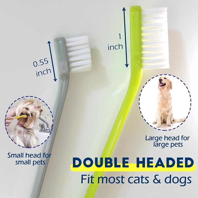 200 Pcs Dog Toothbrush Cat Tooth Brushes Bulk, Double Sided Brushing Kit, Teeth Cleaning Kit Soft Bristles Long Handle, Pet Tooth Brush for Small to Large Dog, Cat, Puppy & Kitten, 10 Colors