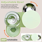 Automatic Cat Feeder Stainless Steel Water Dispenser Gravity Food Feeder and Waterer Set with Pet Food Bowl for Small Medium Kitten Puppy Pets Large Capacity(Green)