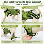 2 Packs Breathable Cotton Dog Recovery Suit for After Neuter Spay Abdominal Wounds Protector, Professional Anti-Licking Onesies for Male Female Pets Surgery Bandages, 2XL Blue & Green Stripes