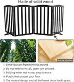 ZJSF Foldable Freestanding Indoor Dog Gate for House Wood Long Pet Gates Dog Fence for Stairs Puppy Gates for Hallways, Puppy Gate,Support Feet Included, Black, 32 "Height-4 Panels