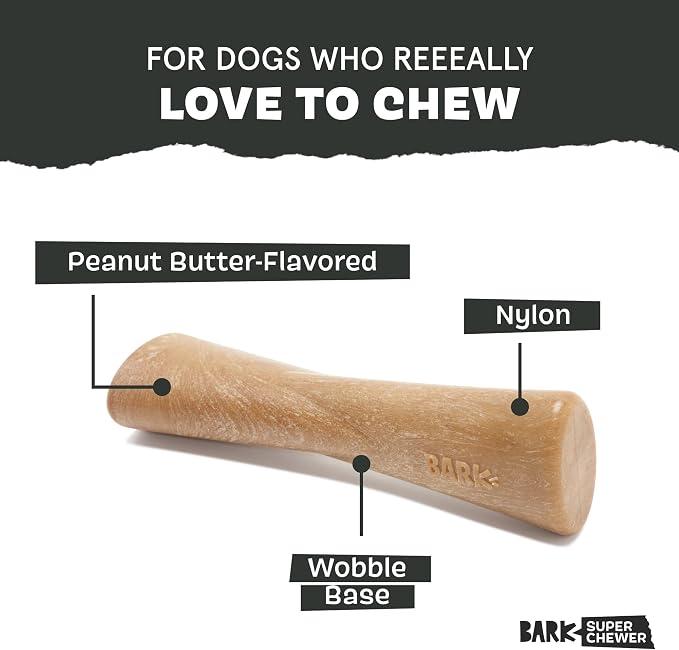 Barkbox Super Chewer Tough Dog Chew Toys for Aggressive Chewers, Dental Stimulating (PB Bone - Large) | Durable Dog Toy for Aggressive Chewers - Peanut Butter Scented Chew