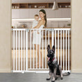 41'' Extra Tall Pet Gate for Large Dogs 54.7-63.0'' Wide Indoor No Jumping Over, Heavy Duty Puppy Baby Gate for Doorways, Pressure Mounted Metal Gate for Child Toddler (White)