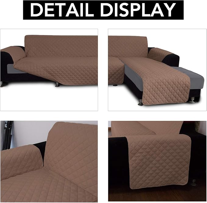 Easy-Going Reversible L-Shape Sectional Couch Cover, Large, Brown/Brown | Soft Sofa Slipcover For Dogs, Fits Left/Right Chaise Lounge Protector, Water Resistant Mat For Living Room