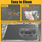 51.2"x25.6"(130cm×65cm) Largest Dog Food Mat, XXXXL Silicone Dog and Cat Mat for Food and Water Bowls, Thinken Waterproof Non-Slip XXXL Pet Feeding Mat for Floors, Black