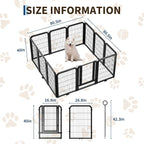 Dog Playpen Indoor 40 Inch 12 Panels Pet Pen with Door & Stakes Portable Exercise Puppy Playpens Metal Dogs Fence Outdoor for Yard RV Camping Training Trips Medium Large Dogs Foldable Expandable