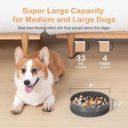 Sted Ceramic Slow Feeder Dog Bowls with Silicone Base | Slow Feeding Dog Bowl Small Medium Breed, Dog Food Bowls for Fast Eaters, Slow Down Eating, Puzzle Dog Food Bowl, Maze Grey