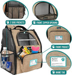 PetAmi Dog Backpack Carrier for Small Medium Dogs Large Cats up to 18 lbs, 2 Side Entry, Structured No-Collapse Frame, Airline Approved Ventilated Pet Backpack for Hiking Camping Travel Vet, Taupe