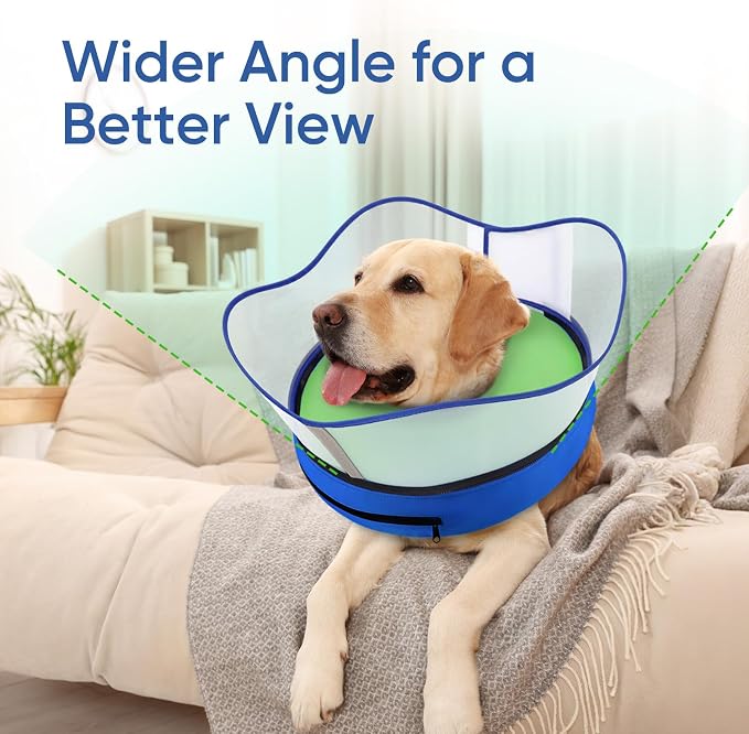 Supet Raised Inflatable Dog Cone Collar to Stop Licking, Soft Dog Cone Alternative for Small Medium Large Dogs, Doggie Donut Collar After Surgery