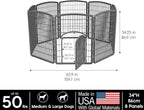 IRIS USA 8-Panel Dog Playpen, Pet Enclosure, Dark Gray | Pet Containment, Configurable Layout, Flexible Boundary, Multi-Shape Setup, Stable Non-Tip Base, Tool-Free Assembly