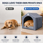 Dog House Indoor for Medium Dogs, 25 x 25 x 28 Inch Dog Tent with Reversible Cushion, Washable Foldable Pet House with Sturdy PVC Frame, Non-Slip Bottom & Roof Cover for 15-45 lbs Dogs and Cats, Gray