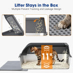 Stainless Steel Cat Litter Box with Lid, Enclosed Litter Boxes XL High Sided for Kitty Big Cat and Multiple Cats, Anti-Urine Leakage | Non-Stick & Includes Cat Mat and Scoop