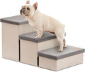 Love's cabin Dog Stairs for High Bed, Foldable Pet Stairs for Small Medium or Large Dogs Puppy with Storage for Bed or Couch, Cat Dog Steps Ramp with Zip up to 200 lbs, Light Grey, 3 Steps