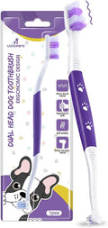 Dog Toothbrush, Dual-Head, for Medium Large Dogs, Purple | Soft Bristles for Gentle Cleaning ,60° Curved Bristles for Better Coverage ,Comfortable for Sensitive Gums