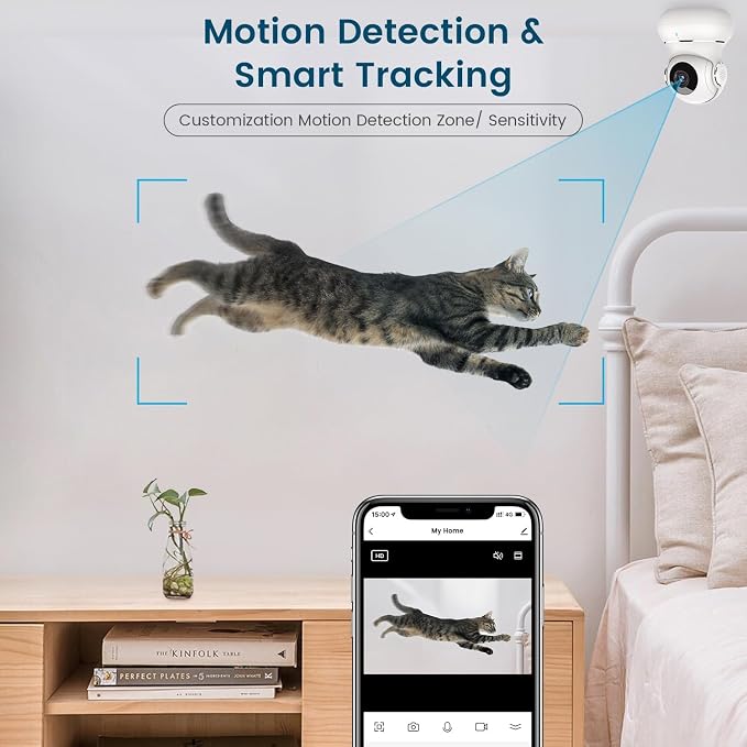 litokam 360 Cameras for Home Security 2K, 2 Pack Indoor Security Camera for Baby/Pet/Nanny with Night Vision, 2.4 GHz Smart WiFi Cam with Motion Detection & Two Way Audio