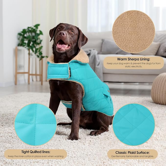 Dog Winter Jacket for Extra-Large Dogs, Pet Windproof Cold Weather Coats, Pets Clothes Snow Jacket, Golden Retriever, Labrador Retriever, Husky, Blue XL