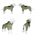 LOVELONGLONG Fleece-Lined Dog Raincoat with Removable Hood – Waterproof Winter Full Body Dog Jacket – Windproof Snowproof Cold-Weather Suit – Green-F S+