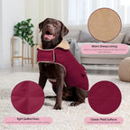 Winter Coat for Medium Dogs, Dog Plaid Jacket, Pets Coat for Cold Weather, Windproof Warm Garments, Pet Thickened Outfits Indoor Outdoor, Burgundy M