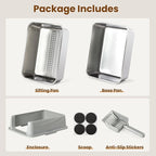 Stainless Steel Sifting Litter Box for Pine Pellets, Sifting Cat Litter Box with Sifter, High Side for Small Cats, Anti-Leakage, Odor Control, Includes Scooper, 17.7" x 13.8" x 11"