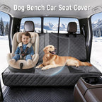 Pet Bench Seat Covers for Trucks, Heavy Duty Nonslip Car Seat Protector with ISOFIX Openings for 1-2 Child Car Seats,Fits Ford 150,Ram 1500,GMC Sierra,Toyota,Ram,Chevrolet Silverado(Black)