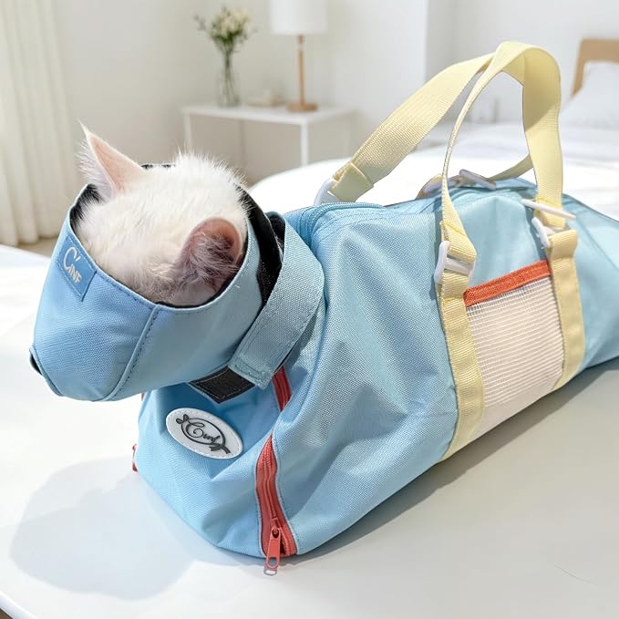Cinf Cat Restraint Grooming Bag, Anti-Scratch Tool for Nail Trimming | Safe grooming restraint bag controls cat movement for bathing, nail trimming, injections and veterinary examinations