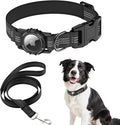 AirTag Dog Collar and Leash, IP68 Waterproof Integrated with Reflective, Ultra-Durable, Comfortable Padded, Heavy Duty Dog Collars for Small Medium Large Dogs, S (10.6"-13.6"), Black