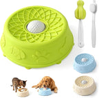 Dog Slow Feeder Lick Bowl with Rolling Ball for Liquid Treats,2-in-1(Green) | Anti-Slip Silicone Dog Licking Bowl for Bone Broth with Suction Cup, Enrichment Lick Sphere Toy for Large Medium Dogs Cats