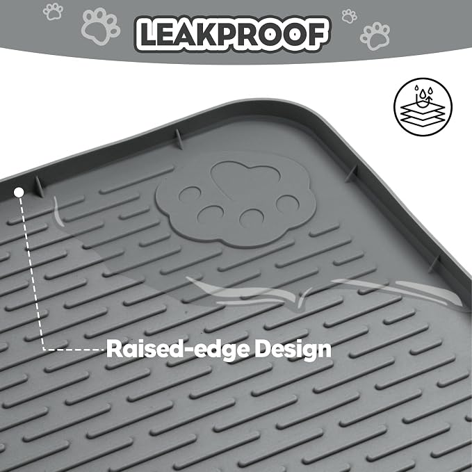 Silicone Cat Litter Mat for Litter Box 40”x28” Large Cat Mat, Dark Grey | Waterproof, Non-Slip, Leak-Proof Rug Mat with Lip, Easy to Clean, Extra Large Litter Catcher Mat for Floor