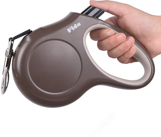 Fida Retractable Dog Leash, 16ft Heavy Duty Pet Walking Leash for X-Small/Small/Medium/Large Dog or Cat up to 110 lbs, Tangle Free. One-Hand Brake (Large, Coffee)