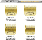 Gold Detachable Dog Blades Set Compatible with Andis/Oster A5 Grooming | Compatible with wahl km10 dog clipper,Made of Ceramic Blade & Stainless Steel Blade,Include 7FC/5FC/4FC/3FC 4 Pack