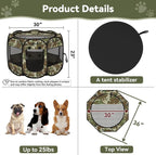 Siedihit Dog Cat Playpen, Medium Puppy Pet Playpen, Dog Crate Tent Cage | Indoor/Outdoor, Portable Pop Up Dogs Kennel Playpen with Carrying Case for Dogs/Cats/Rabbits(Green Camo, Medium)