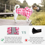 Dog rain Coat Waterproof Raincoat Puppy Jacket with Legs Buttons Zipper Hood Drawstring Fit for Yorkie Terrier Schnauzer Poodle Border Collie Labrador Golden Retriever 8lbs to 80lbs Pink XL
