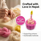 Glaciart One Wool Cat Birthday Cake Toy – Handmade Plush Catnip Design, Interactive Play for Indoor Cats, for Kittens & Cat Lovers