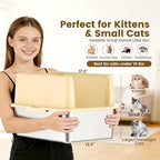 Stainless Steel Litter Box for Small Cats & Kittens, 11.8" High Sided Open Top Cat Litter Pan, Low Entry with Anti-Leak Design, Easy to Clean & Space-Saving, 17.3x13.4x11.8 Inches