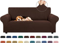 Stretch Loveseat Couch Cover, 2 Cushion Couch Slipcover,Chocolate | 1-Piece Washable Sofa Cover Pet Friendly (55"-78") Furniture Protector Soft Jacquard, Elastic Bottom for Dogs & Kids