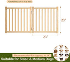Freestanding Wooden Dog Gate Indoor- 23" H 2 Panels 2PCS | No-Painted Folding Pet Gate, Foldable Puppy Fence for Stairs, Doorways, Hallways