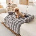 Calming Dog Bed for Couch, 29.5 x 29.5 inch, Non-Slip Rabbit-Velvet Dog Sofa Mat for Furniture Protector, Perfect for Small, Medium Dogs and Cats (Dark Gray, Medium)