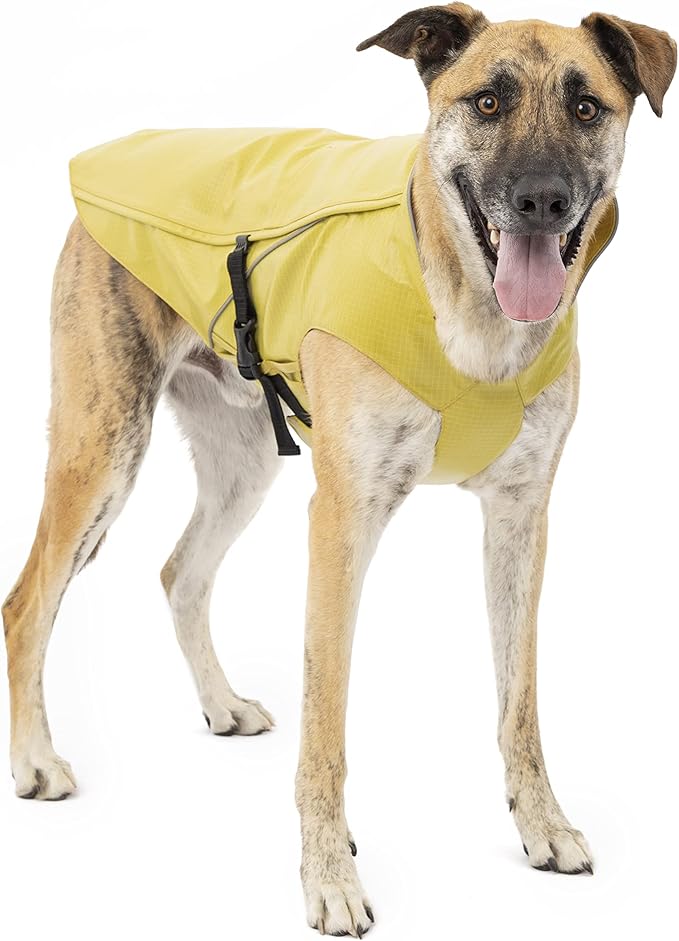 Kurgo Halifax Rain Shell, Dog Raincoat, Waterproof Rain Jacket for Dogs, Pet Poncho, Reflective, Leash Opening, Quick Release Buckles (Slicker Yellow, X-Small)
