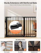 COMOMY 30" Tall Baby Gate for Stairs Doorways, Fits Openings 29.5" to 46" Wide, Auto Close Extra Wide Dog Gate for House, Pressure Mounted Easy Walk Through Pet Gate with Door, Black | Auto Close Extra Wide Dog Gate for House, Pressure Mounted Easy Wal...