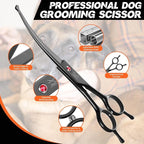 JASON Curved Dog Grooming Scissors - 7" Professional Round Tips Shears | Up-Curved, Black, Japanese Stainless Steel Hair Scissor for Dogs, Cats and Other Pets, Gift