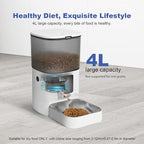 2.4G/5G Automatic Cat Feeder, 4L WiFi Food Dispenser with 10s Voice Recorder, Pet Feeder up to 10 Meals per Day, Timed Cat Feeder with Dry Food Sealed Ring