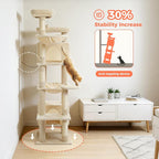 69" Tall Cat Tree for Indoor Cats Large Adult, Multi-Level Cat Tower | Multi-Level Cat Tree with Scratching Posts, Soft Padded Perch, 2 Dangling Toys