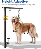 Adjustable Foldable Dog Grooming Arm with Clamp, 26–40 in Height, Safety Hammock & No-Sit Holders, Grooming Restraint for Small & Medium Dogs