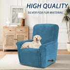 Asnomy Stretch Recliner Chair Covers with Pockets 1-Piece（Peacock Blue） | Velvet Washable Elastic Luxury Plush Reclining Furniture Protector for Dogs Cats or Lazy Boy Recliner Covers