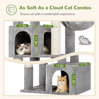 Globlazer C64 Heavy Duty Corner Cat Tree, 64in Large Cat Tower, Light Grey | Easy Setup, Maine Coon, Extra-Large Top Perch, 2 Condos, 2 Hanging Baskets, 4 Sisal Scratching Posts, Anti-Topple Strap