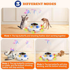 Pawtners Cat Toys, Automatic Interactive Kitten Toys for Indoor Cats, White | Fluttering Butterfly, Moving Feather, Track Balls and USB Rechargeable Powered Smart Indoor Exercise Kicker
