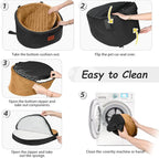 Lealchum Dog Car Seat for Small Dogs Up to 30 Lbs,Ultra Soft Fabric Fill in Comfy Memory Foam,Happy Pet Ride,2 Safety Dog Leashes,Fully Detachable and Washable,Anti Slip Base(Black/Coffee)