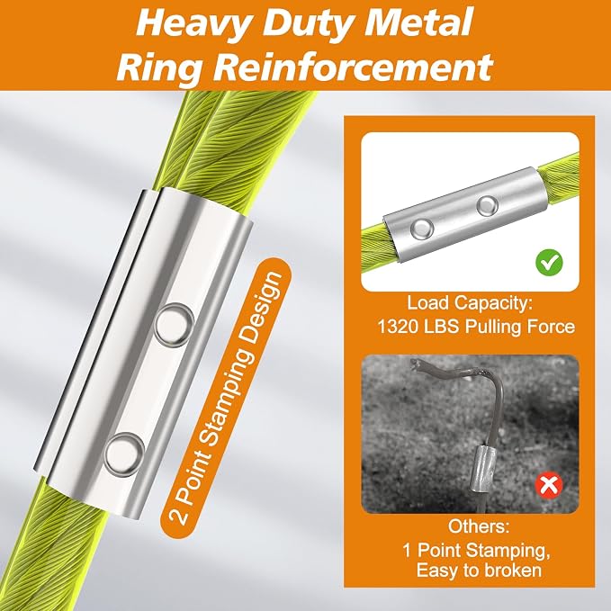 50FT Dog Tie Out Cable Lead with Shock Spring for Medium Large Dogs | Shock-Absorbing; 500LBS Tensile Strength; Strong Stainless Steel Core; 360° Swivel Locking Hook; Anti-Rust Vinyl Coating